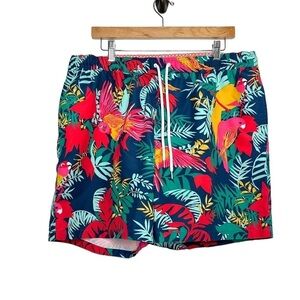 Bonobos Mens Tropical Swim Trunks XL Multicolor Mesh Lined Drawstring Hawaiian